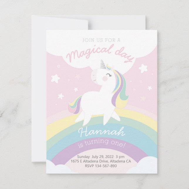 Unicorn birthday invitation (Devant)