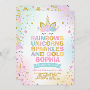 Unicorn Birthday Invitation Magique Unicorn Party