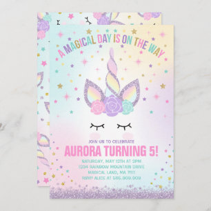 Unicorn Birthday Invitation Magique Unicorn Party