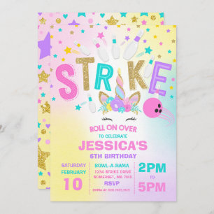 Unicorn Bowling Invitation Bowling Birthday Party