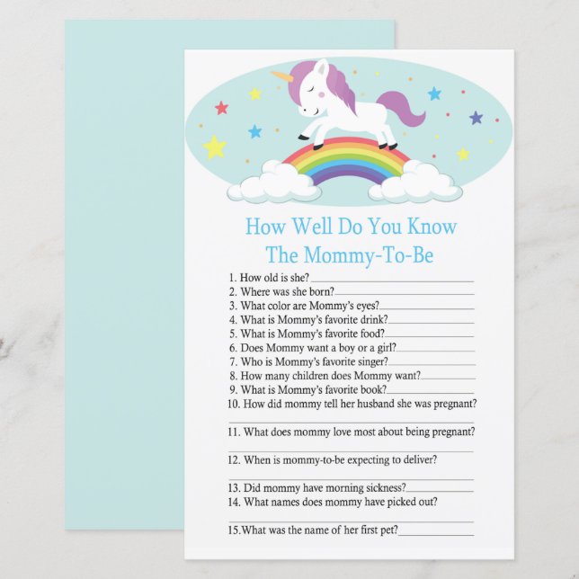 Unicorn comment bien connaissez-vous le jeu de bab (Devant / Derrière)