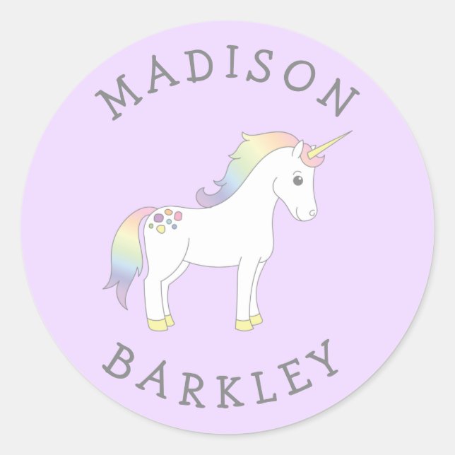 Unicorn Cute Kids Pastel Enveloppe Stickers Sceau (Devant)