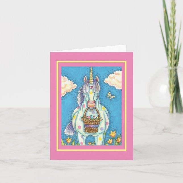 UNICORN DE PANIER DE PÂQUES, CARTE DE NOTE IMAGINA (Devant)