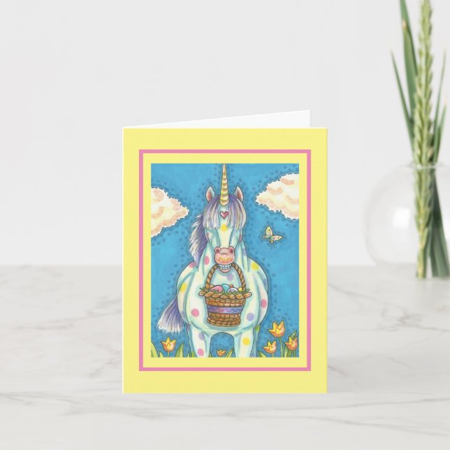 UNICORN DE PANIER DE PÂQUES, CARTE DE NOTE IMAGINA (Devant)