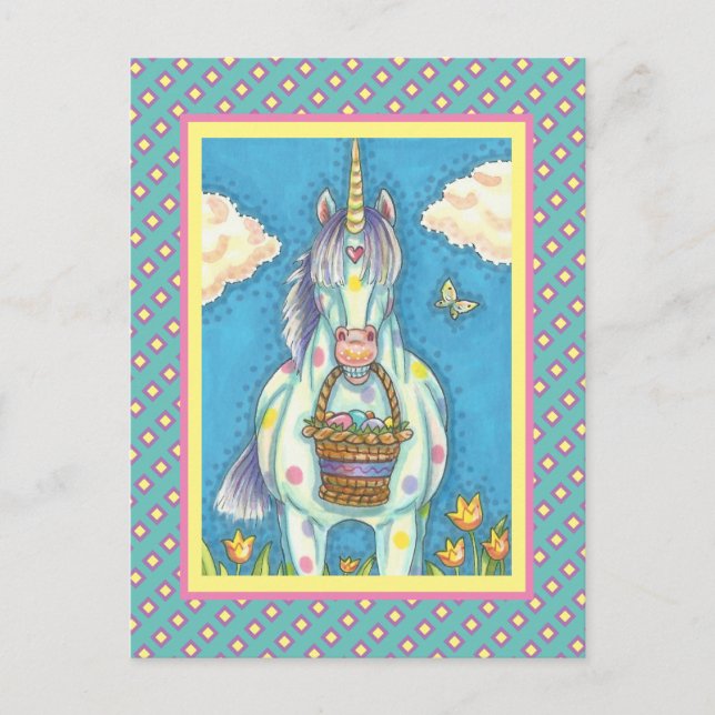 UNICORN DE PANIER DE PÂQUES, CARTE POSTALE DE CHEV (Devant)