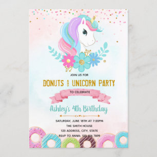 Unicorn Donut grandir invitation de fête