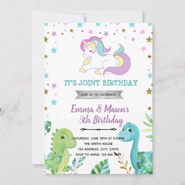 Unicorn dragon thème garçon Invitation (Devant)