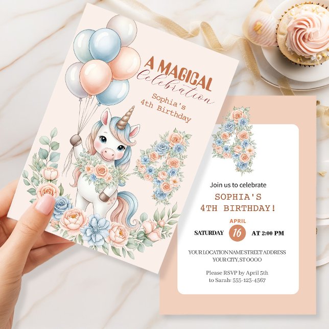 Unicorn Dreams Birthday Invitation (Créateur téléchargé)