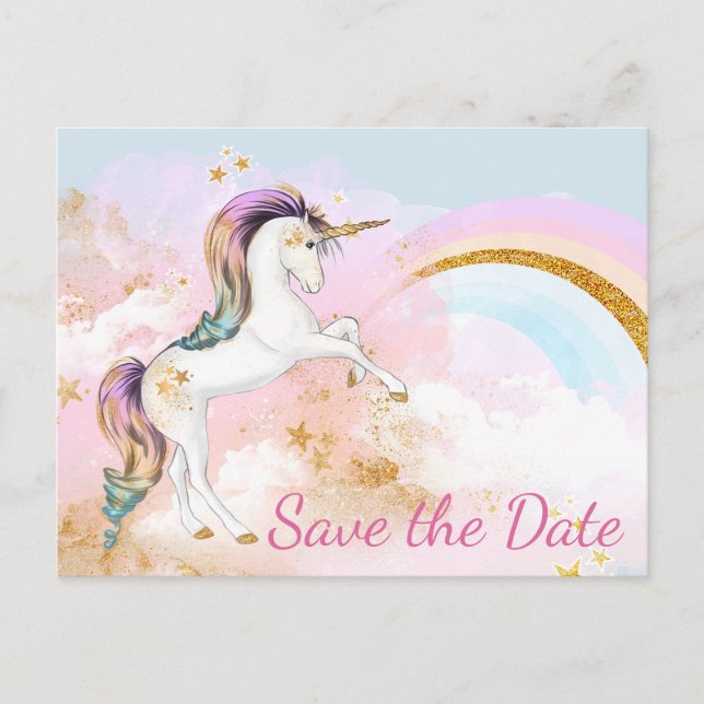 Unicorn Enregistrer La Date Cartes Postales (Devant)