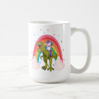 Unicorn équitation Dinosaur Café Mug