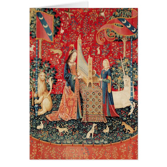 UNICORN ET DAME JOUER ORGE, ANIMAUX Noël (Devant)