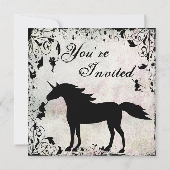Unicorn et fées Magical Fairy Invitation d'anniver (Devant)