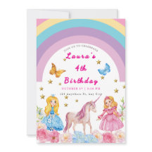 Unicorn et Rainbows Invitation de fête d'anniversa