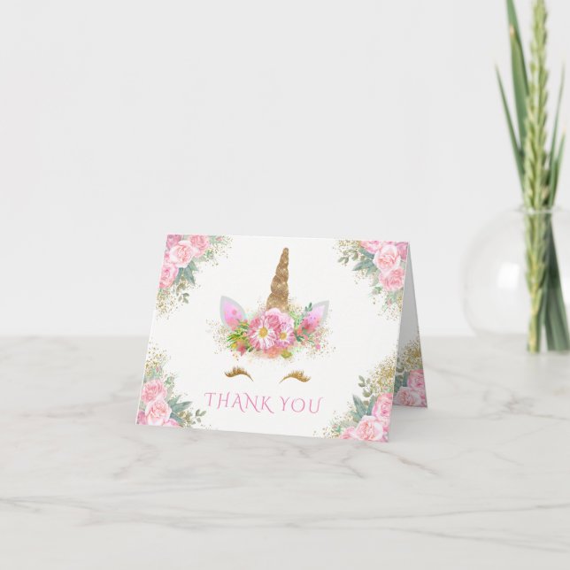 Unicorn Face Happy Unicorn Merci Cartes (Devant)