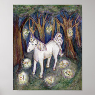 Unicorn Fairies Enchanted Forest Poster Art Imprim