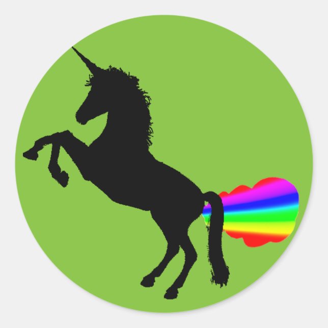 Unicorn farn arc-en-ciel autocollant vert (Devant)