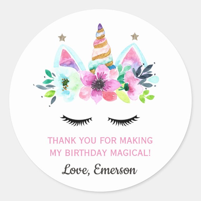 Unicorn Favor Sticker - Unicorn party - faveurs (Devant)