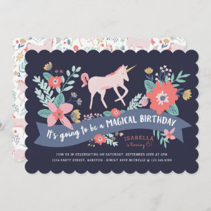 Unicorn Fields Invitation de fête d'anniversaire