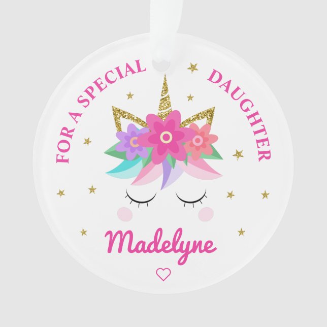 Unicorn Fleurs Roses Étoiles Fille (devant)