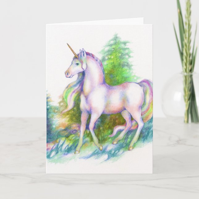 Unicorn Forest arc-en-ciel imaginaire cheval Carte (Devant)