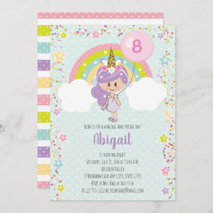 Unicorn Girl Birthday Invitations N'importe quel â