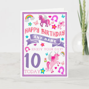Unicorn Girls Carte d'anniversaire personnalisée