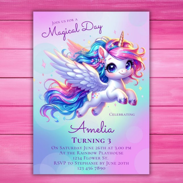 Unicorn Invitation Anniversaire Unicorn Anniversai (Créateur téléchargé)