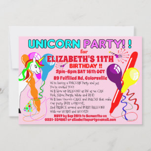UNICORN invitation licorne fête d'anniversaire pla