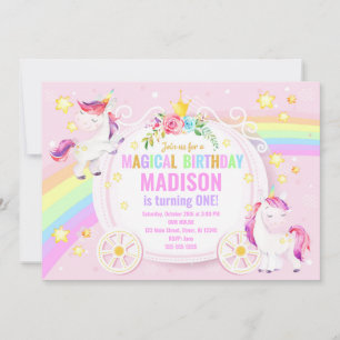 Unicorn Invitation magique d'anniversaire / Whimsi
