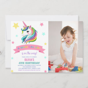 Unicorn Invitations d'anniversaire avec photo