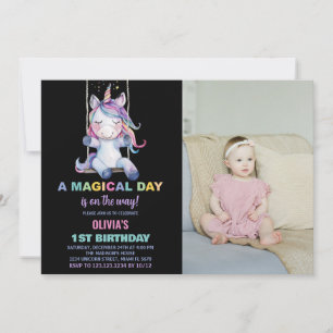 Unicorn Invitations d'anniversaire avec photo