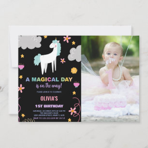 Unicorn Invitations d'anniversaire avec photo