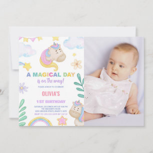 Unicorn Invitations d'anniversaire avec photo