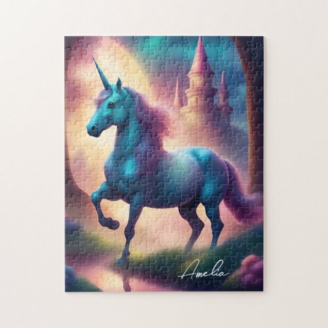 Unicorn Jigsaw Puzzle | Personnaliser avec le nom (Vertical)