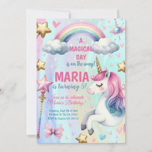 Unicorn Jour magique Anniversaire Fête Invitation