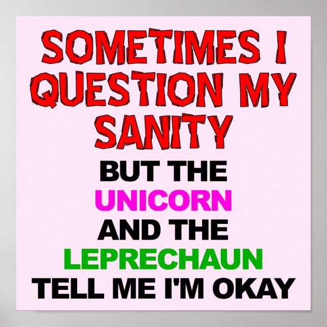 Unicorn Leprechaun Funny Poster Sign (Devant)