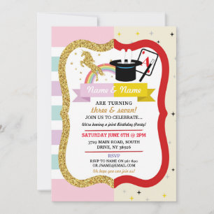 Unicorn & Magic Joint Boy Girl Birthday Invitation