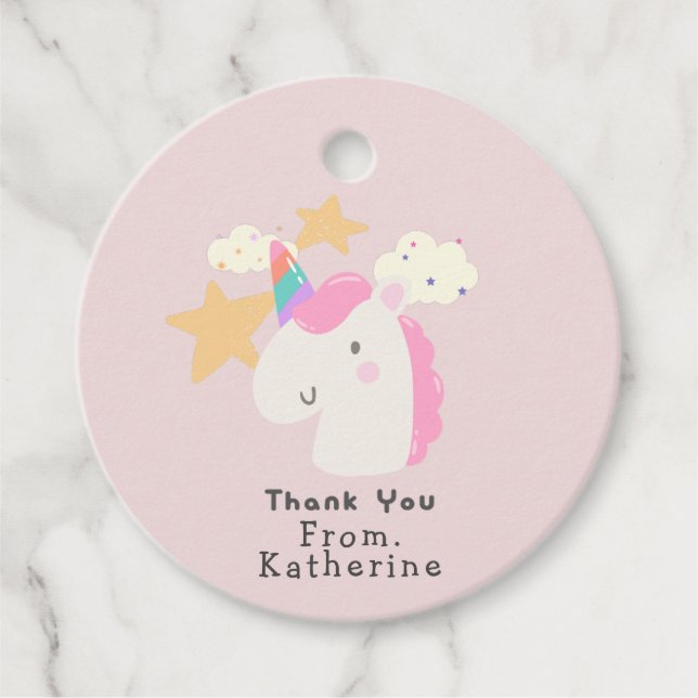 Unicorn Merci étiquettes cadeaux pour le sac de bo (Devant)