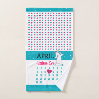 Unicorn Nom Calendrier Anniversaire Serviette