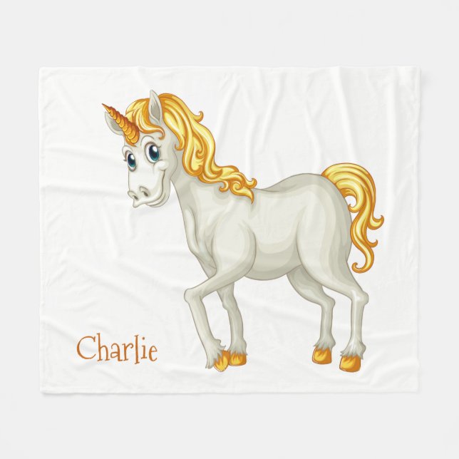 Unicorn nom personnalisé fleece couvertures (Devant (Horizontal))