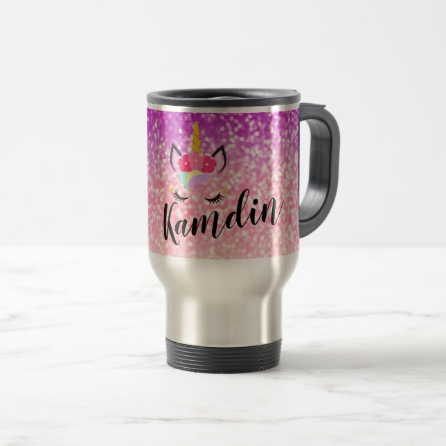 Unicorn Ombre personnalisée 15 onces de tasse de c (Devant droit)