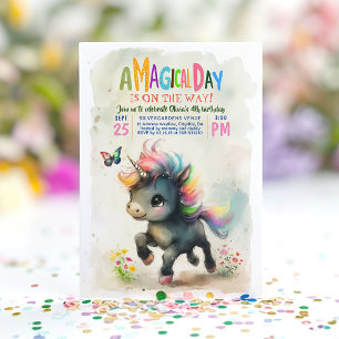 Unicorn Party Magique Invitation anniversaire