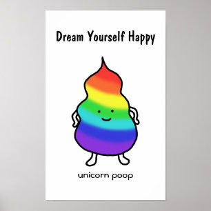 Unicorn Poop Funny Inspiration Poster Rainbow