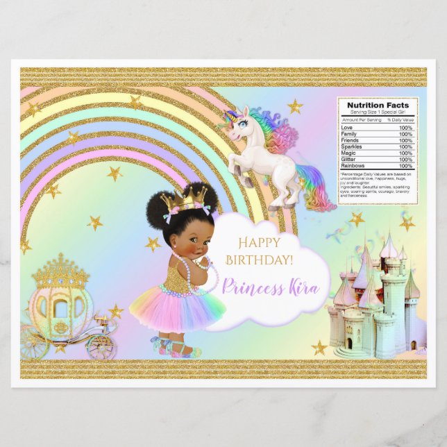 Unicorn Princess Castle Rainbow Baby Girl Chip Sac (Devant)