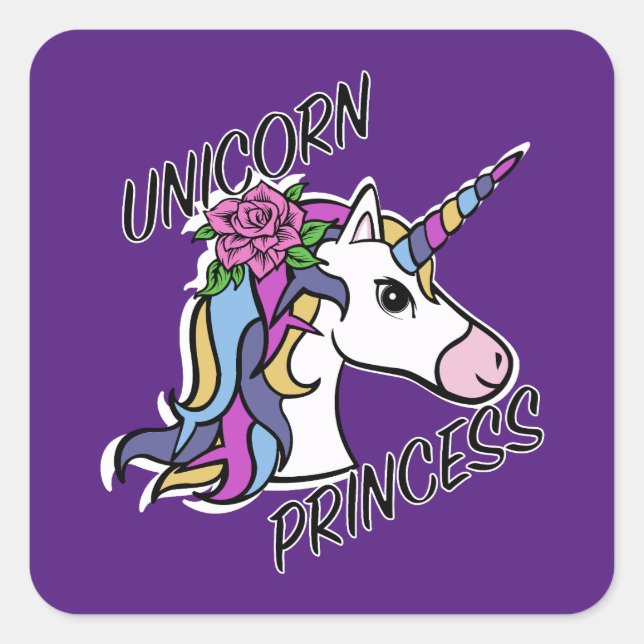 Unicorn Princess Design - Stickers Carrés (Devant)