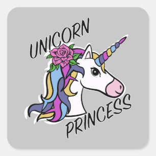 Unicorn Princess Design - Stickers Carrés