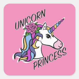 Unicorn Princess Design - Stickers Carrés