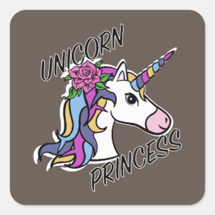 Unicorn Princess Design - Stickers Carrés