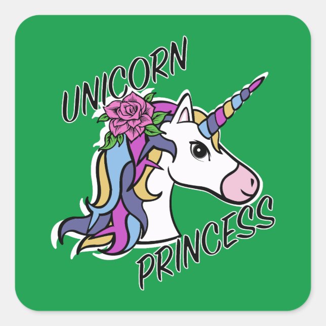 Unicorn Princess Design - Stickers Carrés (Devant)