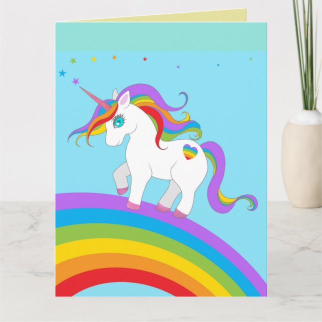 UNICORN RAINBOW FILLES CARTES DE SALUT D'ANNIVERSA (Devant)